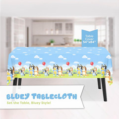 Bluey Birthday Banner and Bluey Tablecloth – Birthday Decorations and Party Supp
