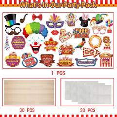 Carnival Photo Booth Props 30PCS Carnival Decorations Circus Theme Party Deco…
