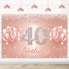Charming 40th Birthday Party Backdrop – Rose Gold 4 x 6 ft Celebratory Banner