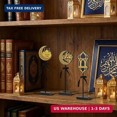 Smile Ramadan Wooden Decorations Eid Mubarak, Islamic Ramadan Tiered Tray Decor