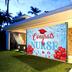 Red and Blue Congrats Nurse Banner – XtraLarge, 72×44 Inch | Graduation Banner,