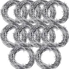 82 Foot Silver Fake Rusted Barbed Wire Decoration 10 Pcs Halloween Plastic
