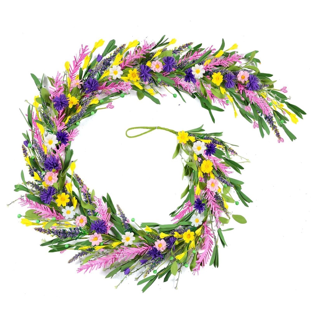 6.5Ft Wildflower Garland, Artificial Wildflower Floral Garland with Daisy Flo…