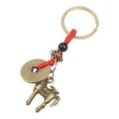 Feng Shui Charm Brass Horse Keychain Feng Shui Figure Metal Alloy Finish