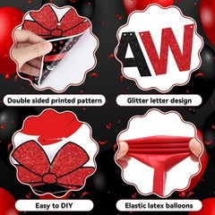 Red And Black 80th Birthday Decorations For Men Women 32 Inch Number Balloons