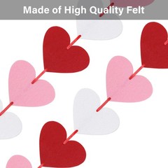 72 Red Pink White Felt Hearts Garland – NO DIY – Valentines Day Decor – Valen…