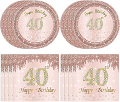 40Th Birthday Decorations for Women, Rose Gold Forty Year Old Party Supplies