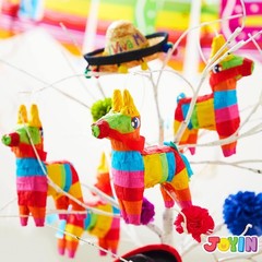 De Mayo 8 pcs Mini Donkey Pinatas 5.7″x7.5″ Rainbow Color for Fun Fiesta Taco Pa