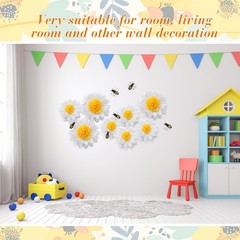 14 Pcs Sunflower Daisy Tissue Paper Pom Poms Flower Bee Cutout Decorations Ye…