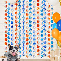 Blue Dog Birthday Decorations, 2 Pack 3.3X6.6 Ft Orange Blue Paw Foil Curtains