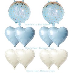 10PCS It’s a Boy Balloon Set – Baby Blue & Beige Heart Balloons for Boy Baby