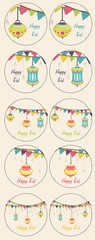 Eid Party Stickers Islamic Muslim Holiday Decoration (10 Stickers)