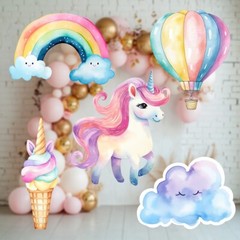 Unicorn Theme Party, Unicorn Cutouts, Rainbow Decor, Unicorn Birthday Props