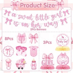 Pink Bow Baby Shower Decorations – 13Pcs a Sweet Little Girl is on Her Way Ba…