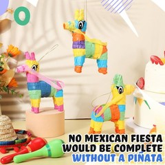 12 Pcs Mini Donkey Pinatas Rainbow Cinco De Mayo Fiesta Party Decorations