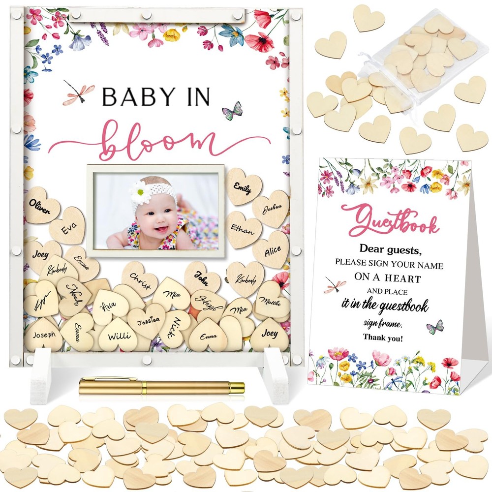 Beeveer 65 Pcs Wildflower Baby Shower Guest Book Alternatives Baby in Bloom