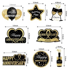 16 PCS Black Gold Happy Wedding Anniversary Hanging Swirls 30th60th Decor