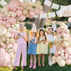Light Pink Balloon Garland Arch Kit,145pcs Mexicanos Pink Sand White Beige Ba…