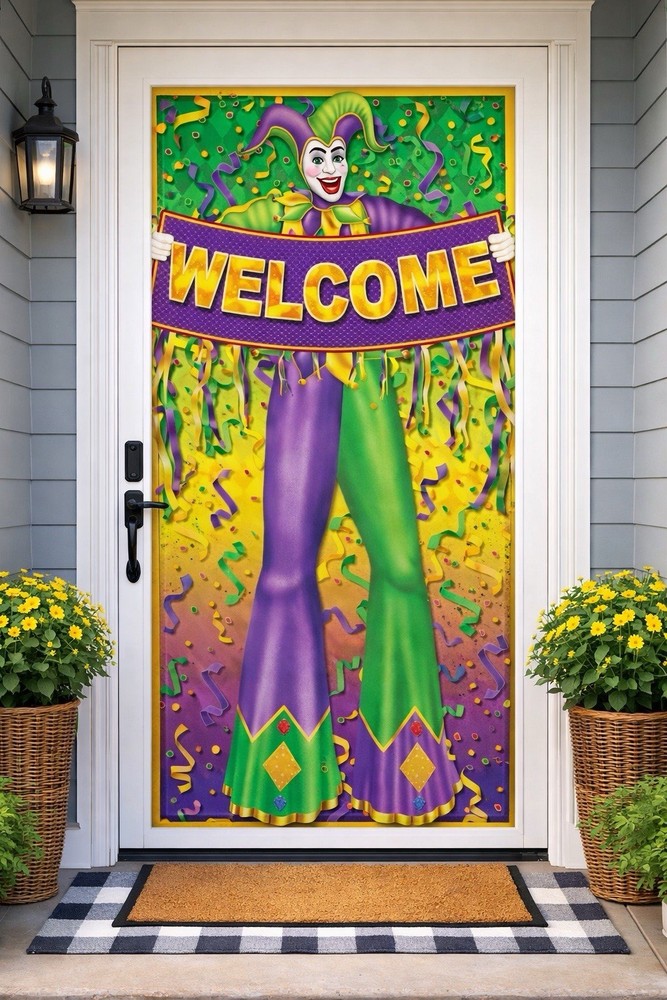 Mardi Gras Welcome Door Cover or Large Poster (5 Feet Tall x 30 Inches Wide) NEW