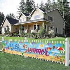 Hello Summer Beach Banner, Summer Party Decorations Outdoor Tropical Pool Lua…