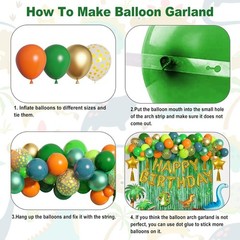 Cumpleaños De Dinosaurio Globos Decoracion 125 Piezas Para Niños 3 4 5 Años Set