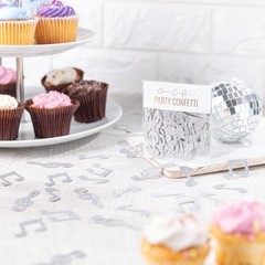 CloverCrafts 50 x Silver Glitter Music Note Confetti Birthday Party Decor