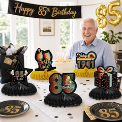 Vintage 85Th Birthday Decorations – 9 Pcs Retro Sunset Party Paper Table Honeyco