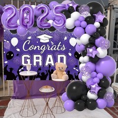 Graduation Decorations Class Of 2026: Purple and Black 2026 Graduation Balloo…