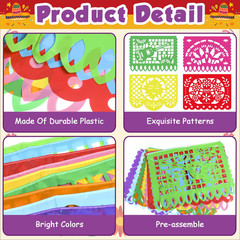 OHOME Cinco De Mayo Decorations – Papel Picado Banner Streams | Mexican…
