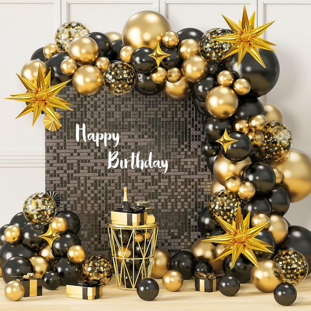 Black and Gold Balloon Arch Kit, 126PCS Black and Gold Party Decorations for …