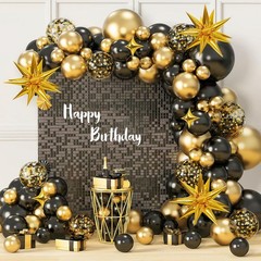 Black and Gold Balloon Arch Kit, 126PCS Black and Gold Party Decorations for …