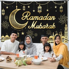 Large Foldable Eid Mubarak Background (72×44 in) – Durable Polyester Material
