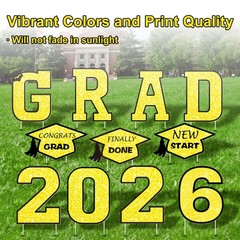 2026 Graduation Decorations Yard Sign 11Pcs Congrats Grad Yard Banner Outdoor