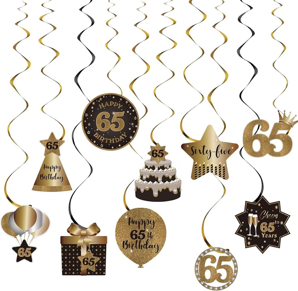 Happy 65th Birthday Party Hanging Swirls Ceiling Decor Birthday Party Supplies