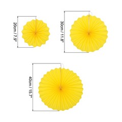 6pcs Hanging Paper Fans Set Paper Decorations for Party Birthday Yellow