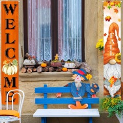 Fall Decorations Gnomes Pumpkin Maple Leaves Porch Sign Door Banners 12″x71″