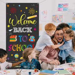 Back To School Banner Welcome Back To School Door Cover Backdrop Polyester Hangi