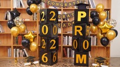 8 Pcs Prom Decorations Set – 12″ Column Stands, Sparkle Balloons & Boxes for 202