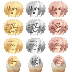 Happy Mothers Day Cupcake Toppers Acrylic Mirror Disc Cake Topper Best Mum Ev…