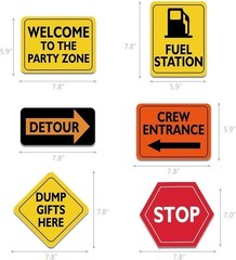 Construction Party Supplies for Boys – 12 Piece Set with Truck Signs & Cutouts