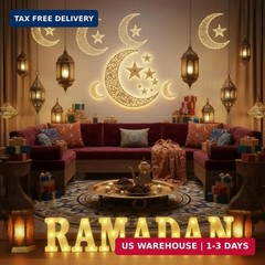 7 Pieces Large Ramadan LED Letter Lights Sign Ramadan Eid LED Marquee Lights Tab