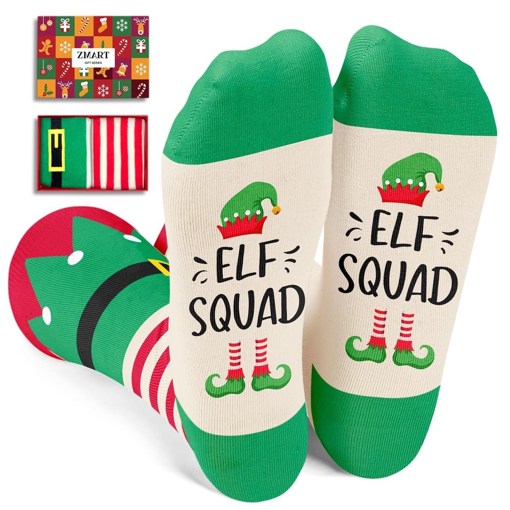 Christmas Elf Stocking Stuffers Socks for Kids Boys Girls Aged 2-12 Years