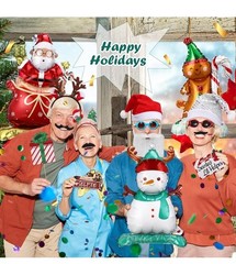 64 Pcs Photo Booth Props Set – Christmas Holiday Party Decorations, Hats, Bal…