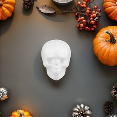 8Pcs Lightweight White Polystyrene Foam Skulls for Desktop and Party Decorations