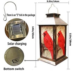 Solar Lanterns, Outdoor Hanging Lanterns Waterproof LED Solar Cardinal Lights…