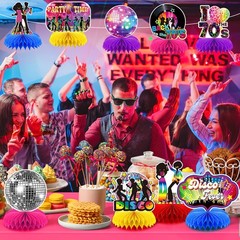 10 Pcs 70s Disco Party Decorations Back to 70s Honeycomb Centerpieces for The…