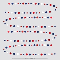 46 Ft Navy White Circle Dots Garlands Royal Hanging Paper Polka Dots Blue Red