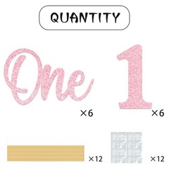 Pink 1st Birthday Centerpiece Stick Glitter Number 1 Table Decor 12 PCS