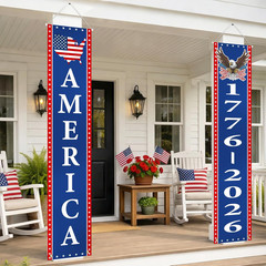 4Th of July Decorations Patriotic America USA Flag Porch Sign Door Banners Gift