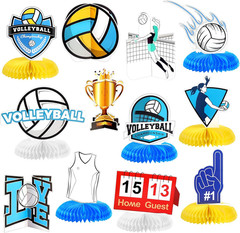 12 Pieces Volleyball Party Decorations Volleyball Honeycomb Centerpieces Volleyb